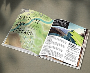  image of an open magazine page with illustrations and text