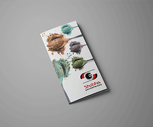 image of the cover of a trifold brochure for shobha enterprises