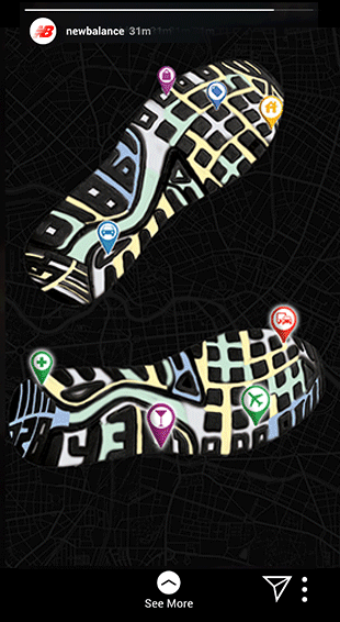 Gif of 3 instagram stories of new balance shoes