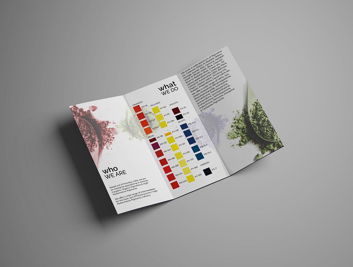 image of the trifold brochure for Shobha enterprises laid open